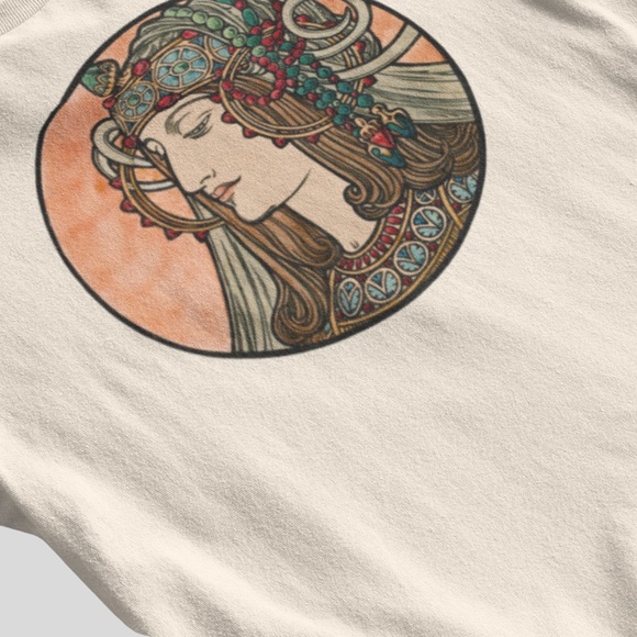Art Nouveau Gypsy Goddess Vintage Print Long Sleeve Graphic Tee T-shirt S M L XL - Picture 5 of 6